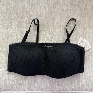 New Auden Strapless/Removable Straps Elegant Black Lace Bandeau Bra